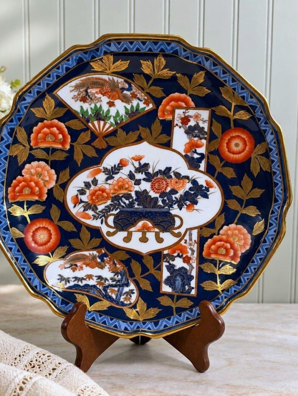 Vintage Macau Imari Style Decorative Plate 12"